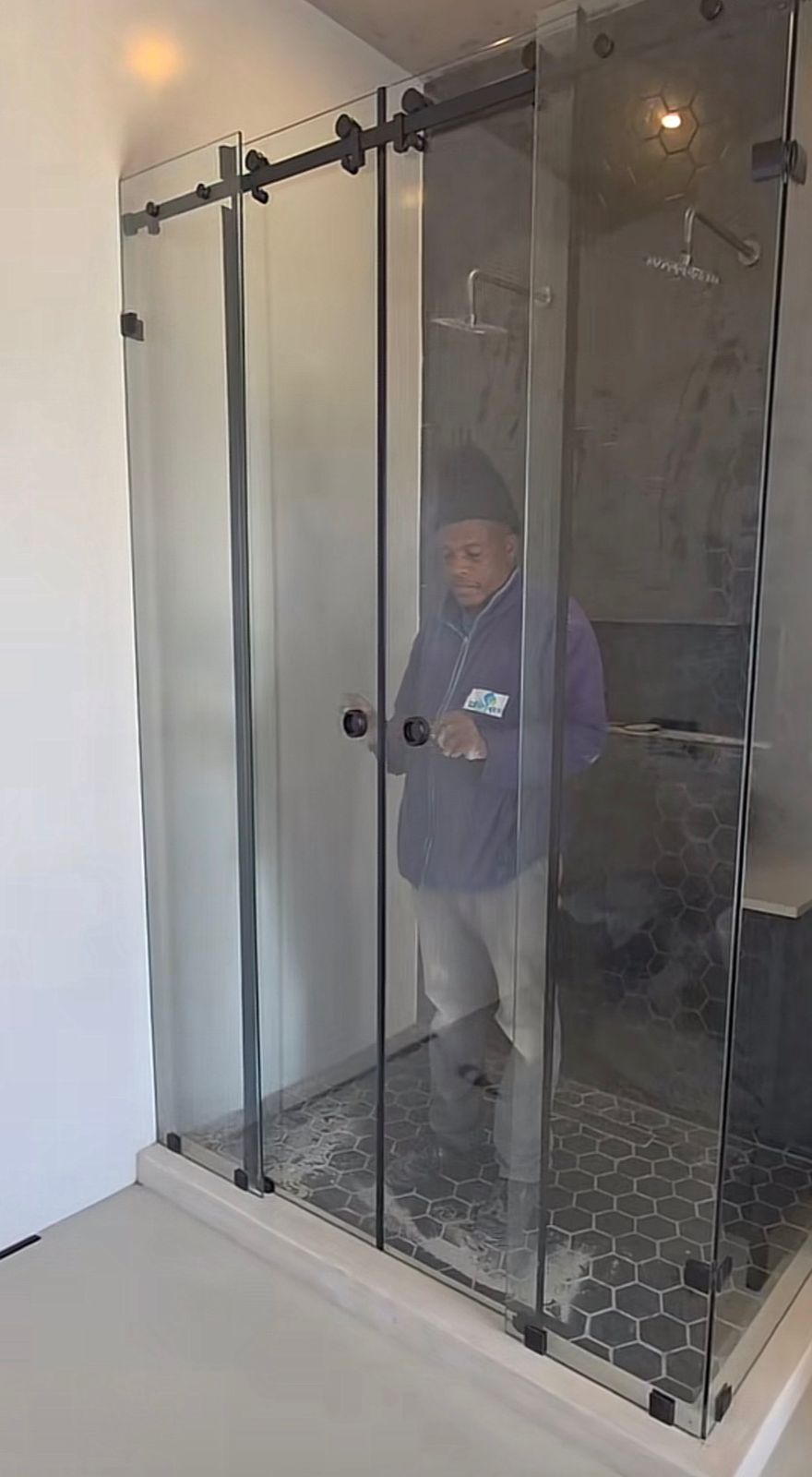 Luxury shower head and screen installation